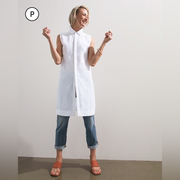 Chico's Other - CHICO's Petite Sleeveless Maxi Shirt Lightweight linen-cotton blend Size 4/6